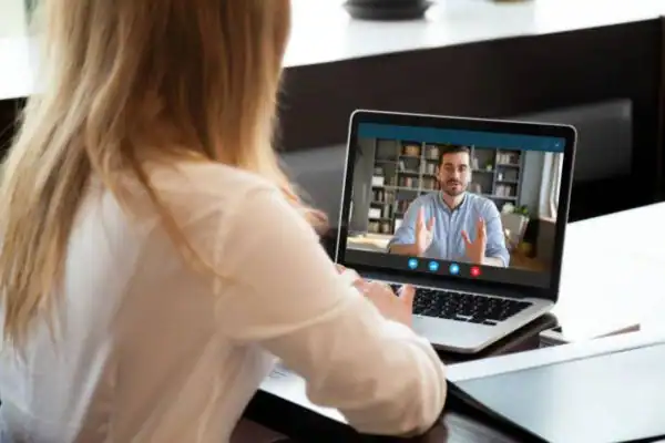 image of woman attending online mediation Darlington speak to our team today!